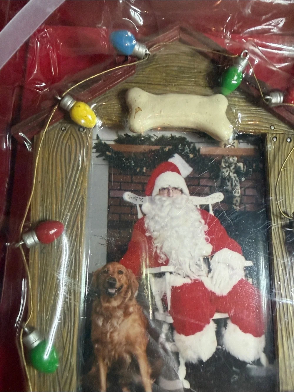 New NIB Christmas Holiday Pet Doghouse Santa Picture Frame 3D With Lights Kohls